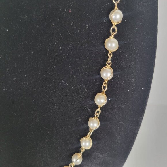 Vintage Sarah Coventry Gold-Tone Elegant Faux Pearl Necklace & Bracelet Set - Picture 2 of 5